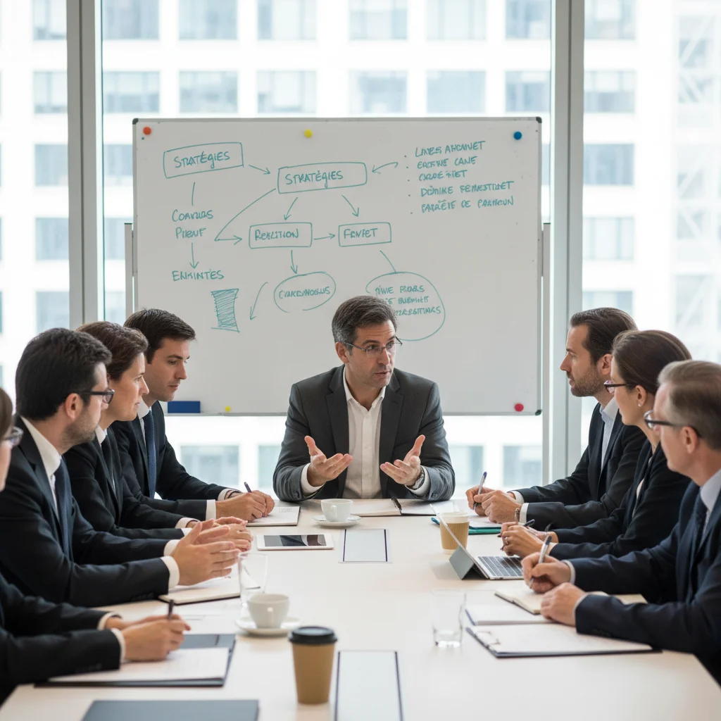 Salle de séminaire moderne et lumineuse pour un groupe de managers