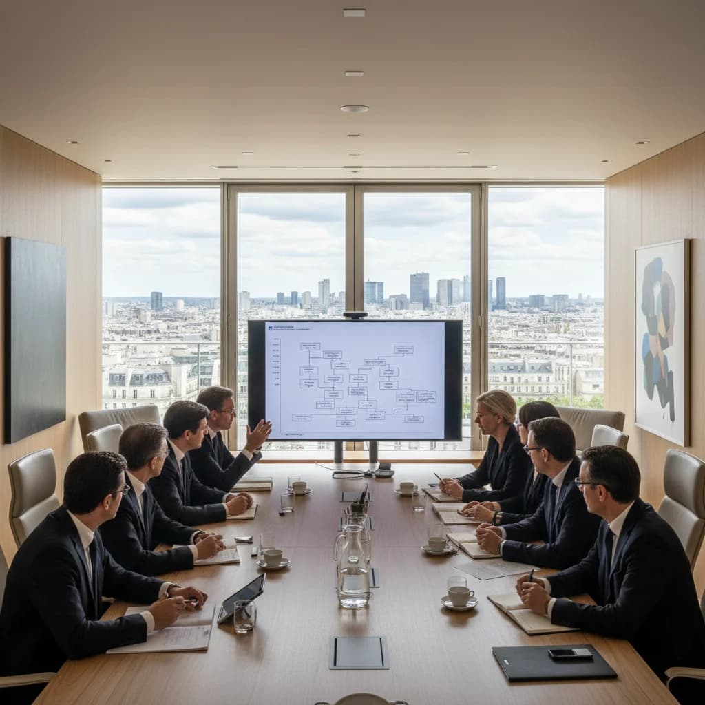 Salle de réunion lumineuse avec vue sur la nature, cadre idéal pour un séminaire stratégique