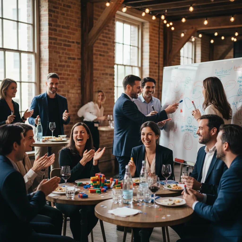Salle de réception moderne et chaleureuse pour soirée d'entreprise